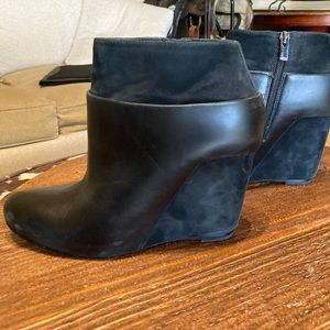 Vince wedge bootie with suede heel and ankle cuff